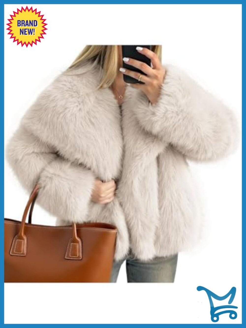 Women Faux Fur Coat Long Sleeve Lapel Open Front Shaggy Furry Jacket Fluffy